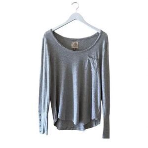 NWT Chaser REVOLVE SCOOP NECK W/ POCKET Long Sleeves Heather Gray  Top SZ M